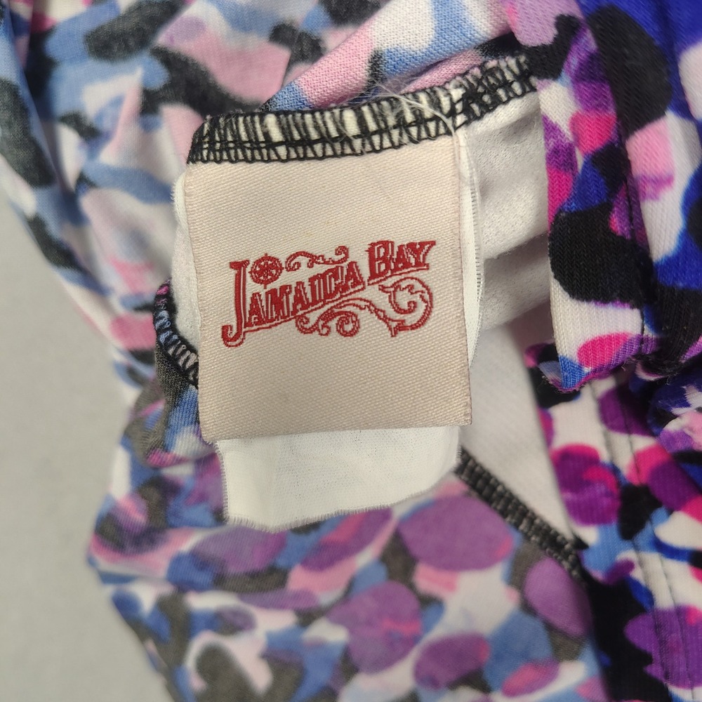 Jamaica Bay Tankini Top Women 16 Purple Pink Blue Ruffle Leopard Print Polyester - Picture 3 of 7